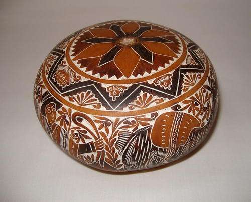 PERUVIAN SOUVENIR HAND-CRAFTED GOURD
