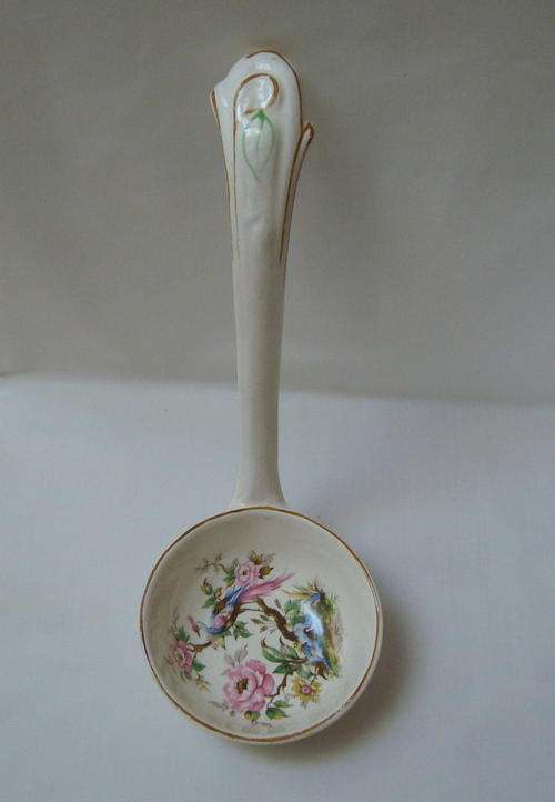 VINTAGE ENGLISH 'PINK PEONIES & ASIATIC PHEASANT' SOUP LADLE