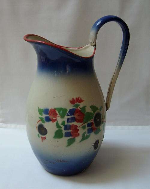 VINTAGE FLORAL ENAMEL WASHSTAND EWER