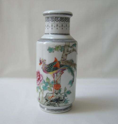 VINTAGE QIANLONG NIAN ZHI PHOENIX VASE c1940's