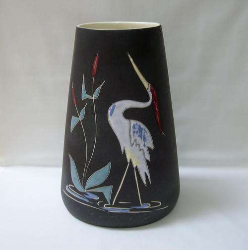 VINTAGE CRESCENT POTTERIES HERON 24cm VASE