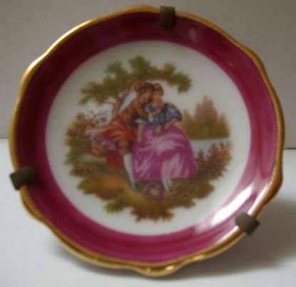 LIMOGES FRAGONARD DOLL HOUSE MINIATURE PLATE ON STAND