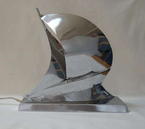 ART DECO PARIS CHROME YACHT TABLE LAMP c1930's