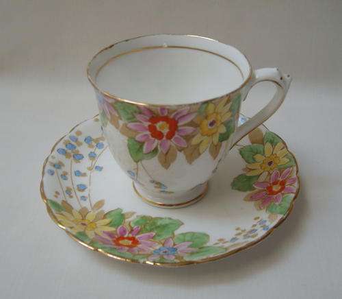 NEW CHELSEA FINE BONE CHINA FLORAL DEMITASSE DUO