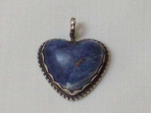 VINTAGE SILVER AND LAPIS LAZULI HEART PENDANT