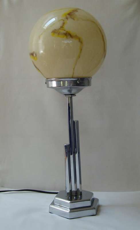 ART DECO CHROME AND GLASS TABLE LAMP c1930's