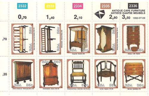 1992 Antique Cape Furniture  - U.M Setenant Block Of 10 (SB1)