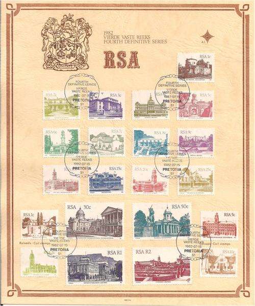 1982 4th Definitive Issue. South African Architecture - Set Of 17 CTO + 4 Coils (SET1)