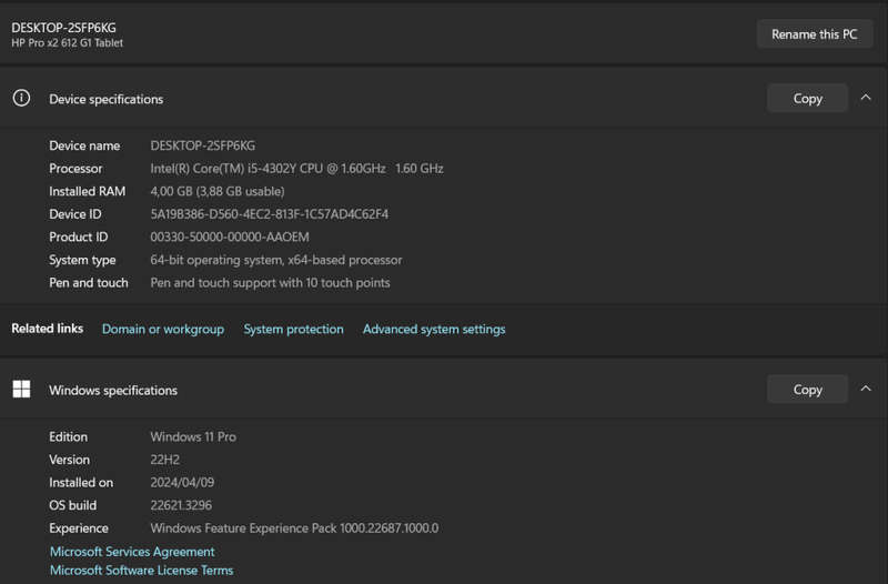 HP Pro x2 612 G1 Tablet