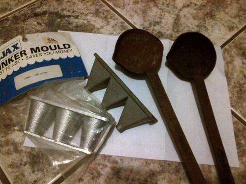 Fishing sinker moulds aluminium & iron ladels