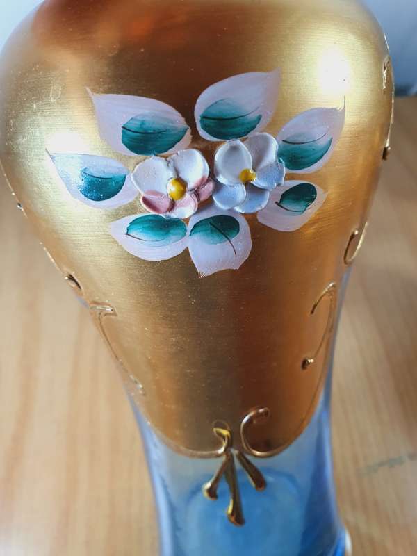 RARE 24K GOLD PLATED AUTHENTIC ITALIAN MURANO PITCHER & GLASS Set.