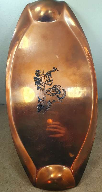 VINTAGE RARE `RICHARD MEAD - RHODESIA`- SOLID THICK COPPER TRAY WITH SPRINGBOK ETCHING .