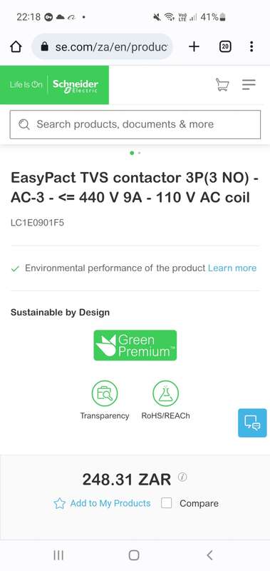 BRAND NEW SCHNEIDER EasyPact SERIES TVS CONTACTOR.
