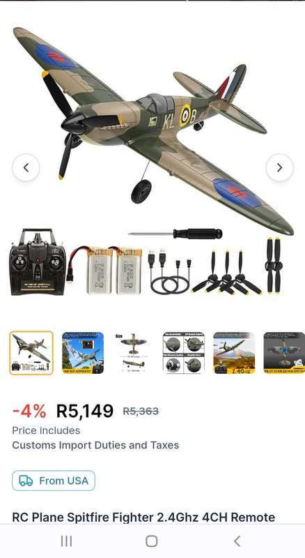 COLLECTABLE LONG RANGE `NINE EAGLES - SPITFIRE` MODEL RC aircraft.