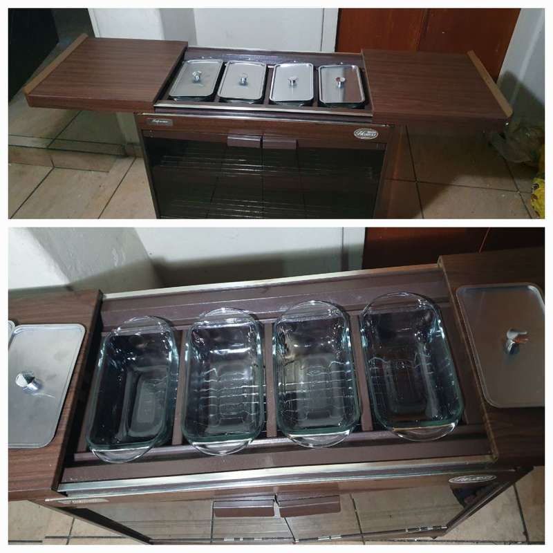 EKCO HOSTESS BY STEELCRAFT FOOD WARMER TROLLEY - COMPLETE SET DEMO STOCK.