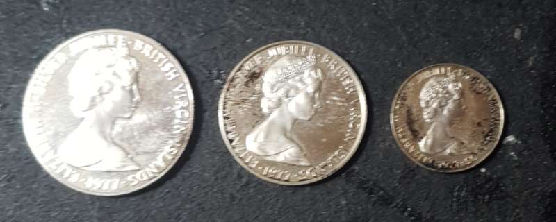 1977 QUEEN ELIZABETH II BRITISH VIRGIN ISLANDS SILVER JUBILEE PROOF SILVER 3 COIN SET.