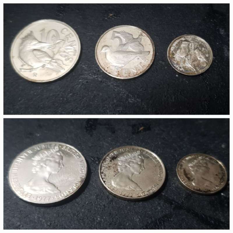 1977 QUEEN ELIZABETH II BRITISH VIRGIN ISLANDS SILVER JUBILEE PROOF SILVER 3 COIN SET.