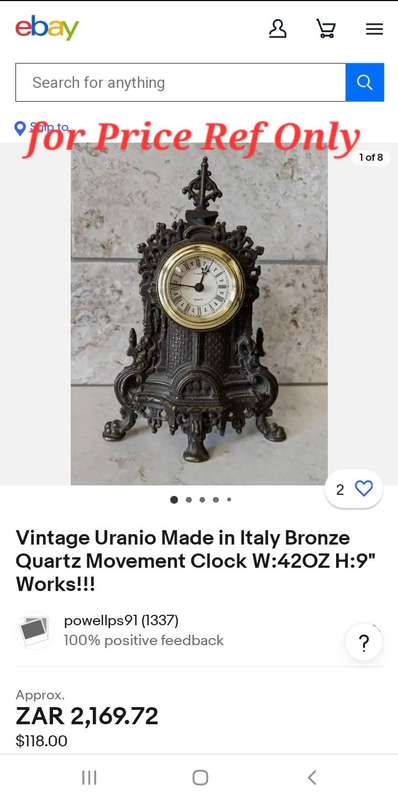 Antique Solid Bronze Quartz Mantle Clock by Colonial Clock Company - England , Est 1870.