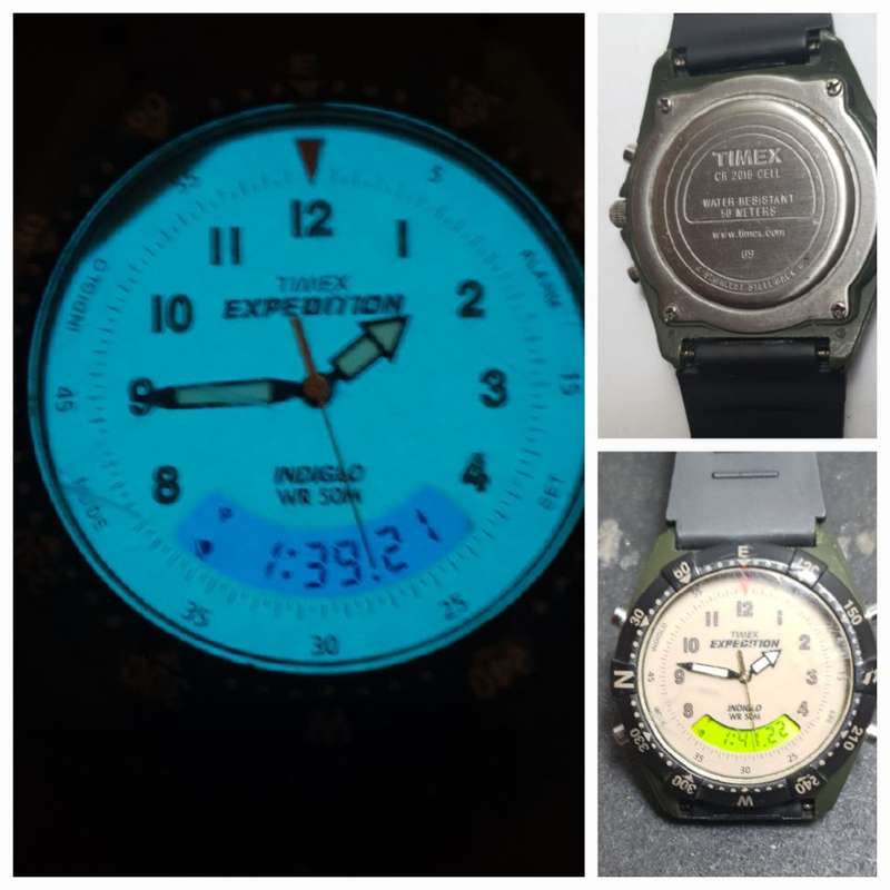 Vintage Timex Expedition model rugged Indiglow dual mode swiss gents wrist watch