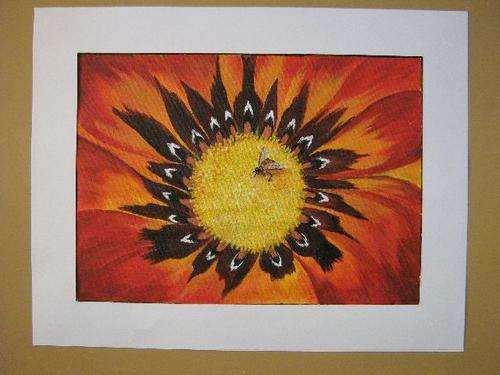 Flower  & Bee - Unframed 330mm x 240mm