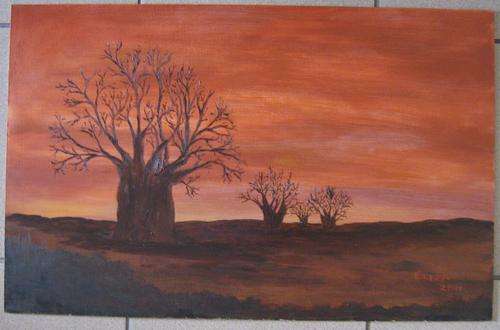 Sonsondergang met Kremetartboom deur Eliza 600mm x 400mm - START FROM R1!!!
