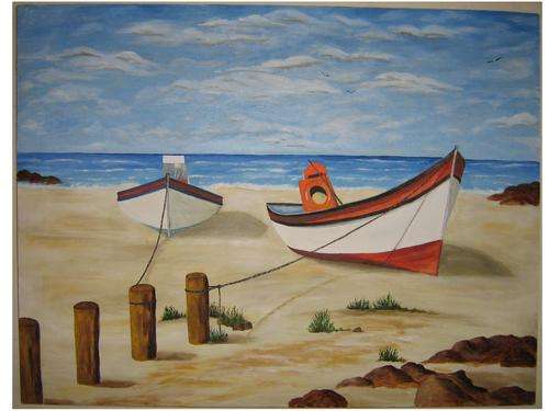 West Coast boats on the beach 800mm x 610mm
