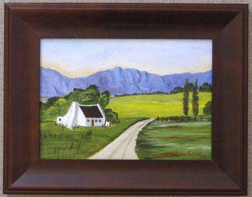 Farm House & Mountains Standing Frame 24cm x 19cm by Eliza
