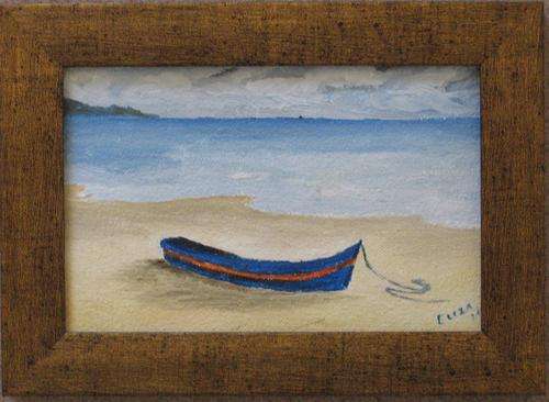 Single Boat on the Beach Standing Frame 18cm x 13cm by Eliza
