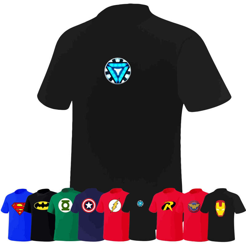 IRON MAN ARC REACTOR / BLACK CREW NECK T-SHIRT / 100% COTTON / SIZE XXL (USA Size)