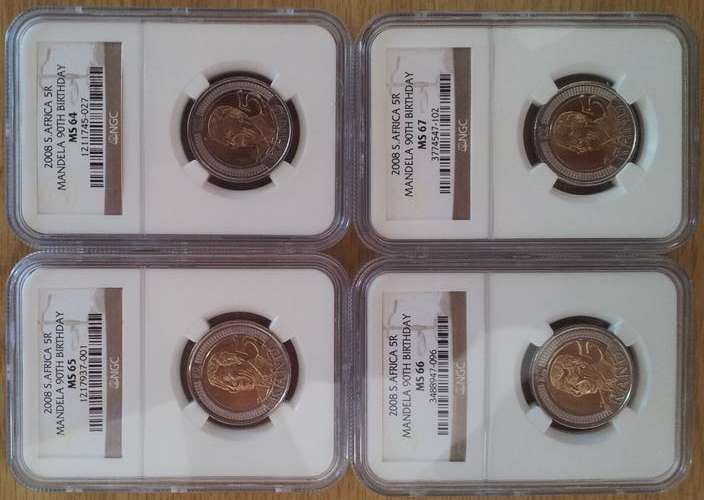 NGC set, MS64 to MS67 - Mandela 90th Birthday R5