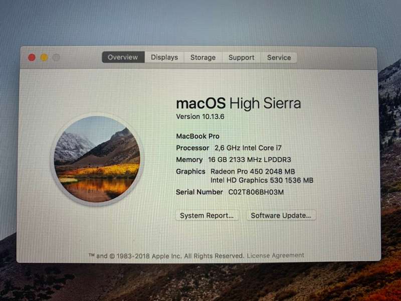 Apple MacBook Pro 15" Touch Bar Silver/2.6GHz/16GB/Radeon450/256GB