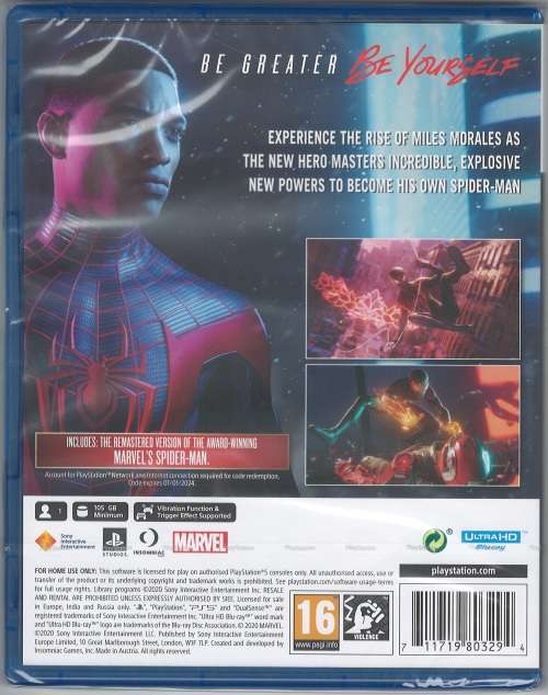 MARVEL Spider-Man Miles Morales ULTIMATE EDITION PS5 (Includes Spider-Man Remastered)
