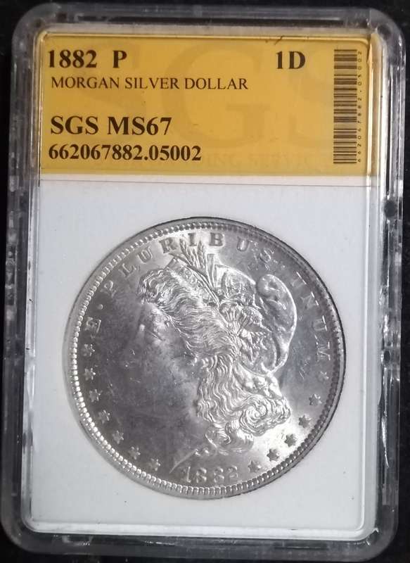 Morgan Silver(0.9000) USA Dollar 1882 (P) MS67 SGS graded