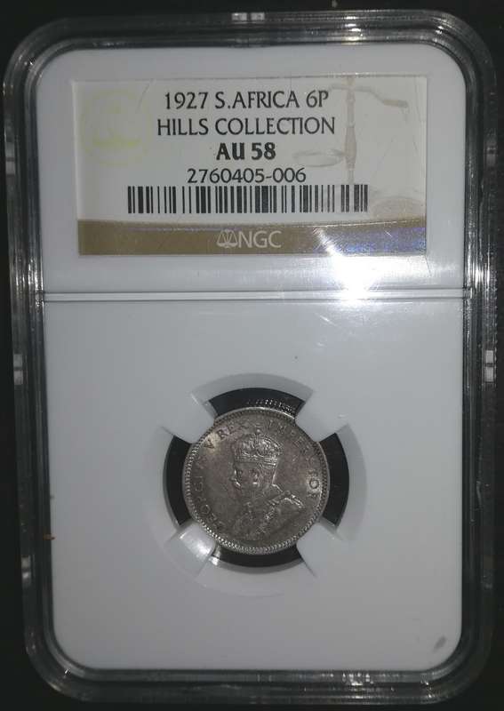 1927 Sixpence (6d) AU58 Union of South Africa: NGC graded