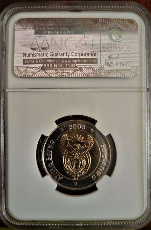 Mandela R5 2008 90th birthday MS66 NGC