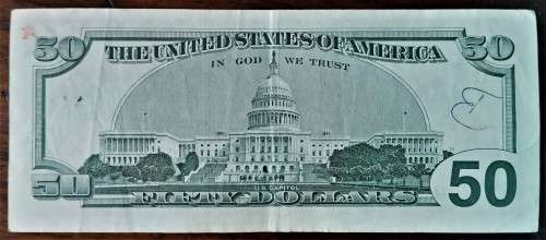 US 50 DOLLAR 2001 marked or signature