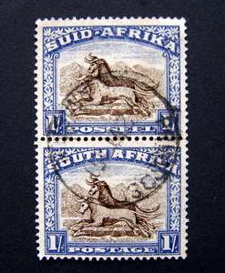 UNION OF SA -  1/- Pair, Hyphenated/Screened, 1950