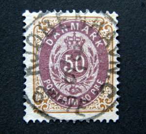 DENMARK - 50 Ore Stamp, 1875  **R345**