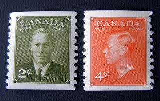 CANADA - King George VI Coils (imperf x 9.5) 1949-51