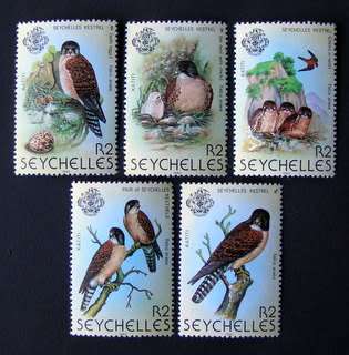 SEYCHELLES Mint Set - Birds: Seychelles Kestrel 1980
