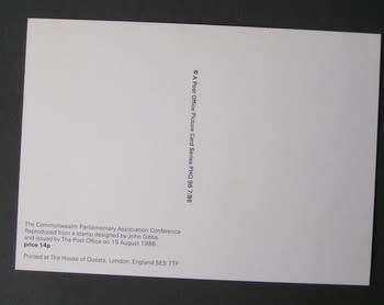 GREAT BRITAIN P.H.Q. Card - 32nd Commonwealth Parliamentary Association Conference 1986