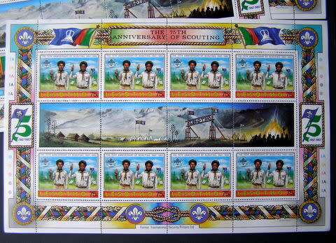 LESOTHO Mint Sheet Set (5) - 75th Anniv. of Scouting 1983