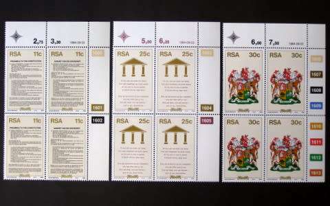 SOUTH AFRICA Mint Control Block Set - New Constitution 1984