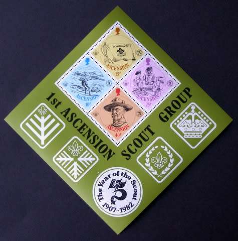 ASCENSION ISLAND Mint Miniature Sheet - 75th Anniv. of Boy Scouts 1982