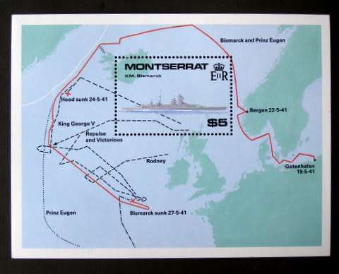 MONTSERRAT Mint Miniature Sheet - WWII Capital Ships 1990