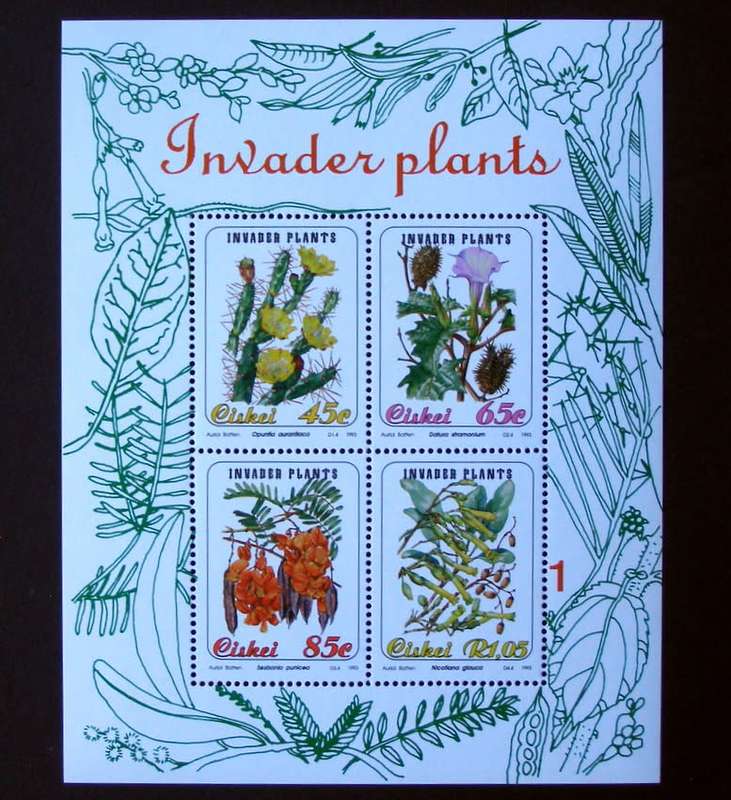 CISKEI Mint Miniature Sheet - Invader Plants 1993