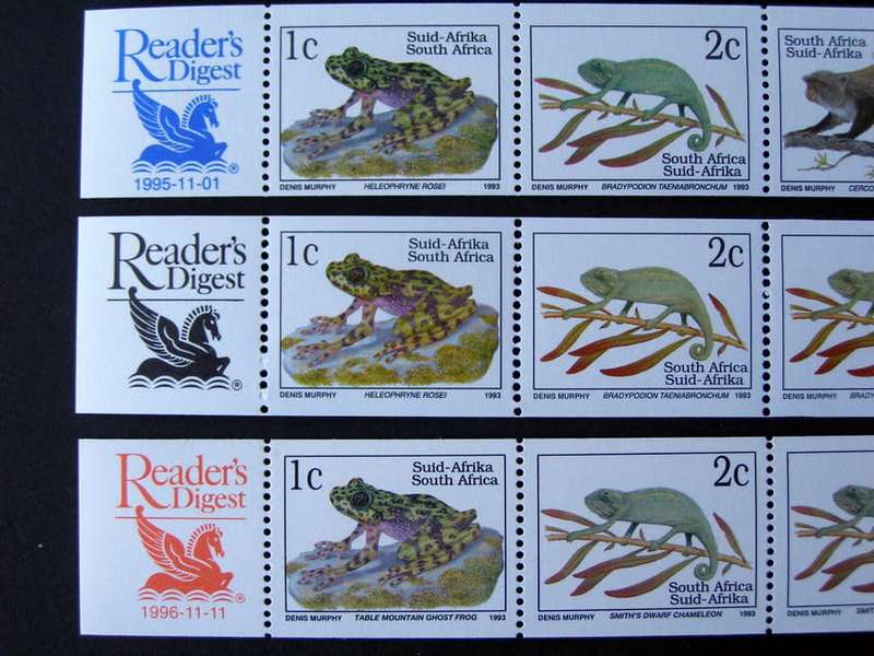 SOUTH AFRICA Mint Reader`s Digest Strips - Sixth Definitive - Animals 1994-96