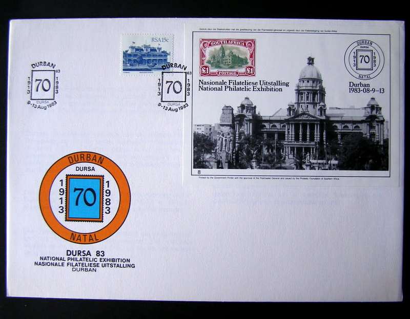 SOUTH AFRICA Cover - DURSA National Philatelic Exhibition Miniature Sheet 1983