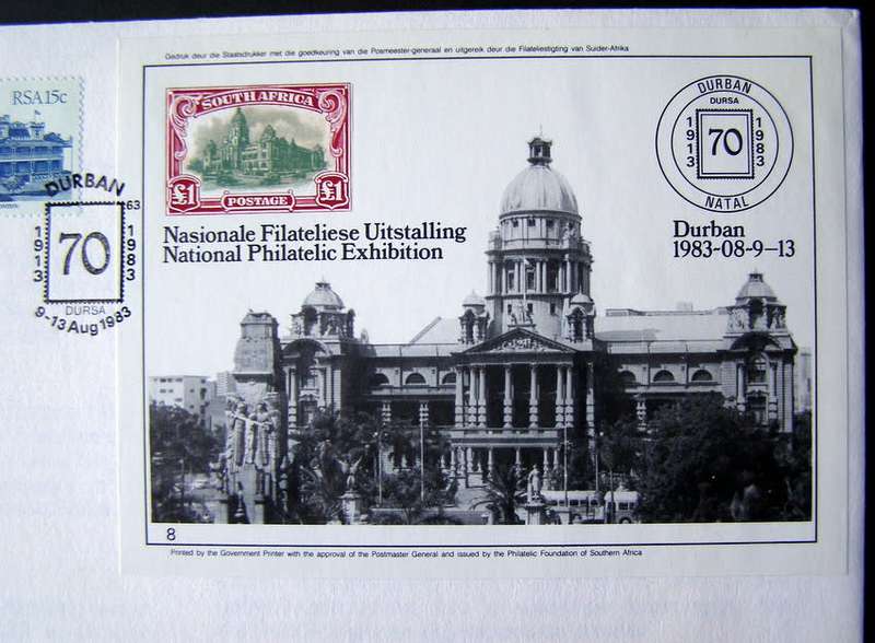 SOUTH AFRICA Cover - DURSA National Philatelic Exhibition Miniature Sheet 1983