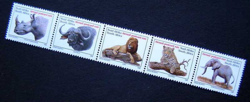 SOUTH AFRICA Mint Strip - Big Five Airmail Postcard 1996